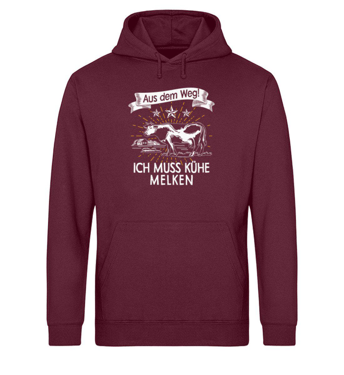 Aus dem Weg! Kühe melken · Unisex Organic Hoodie-Drummer Hoodie ST/ST-Burgundy-XS-Agrarstarz