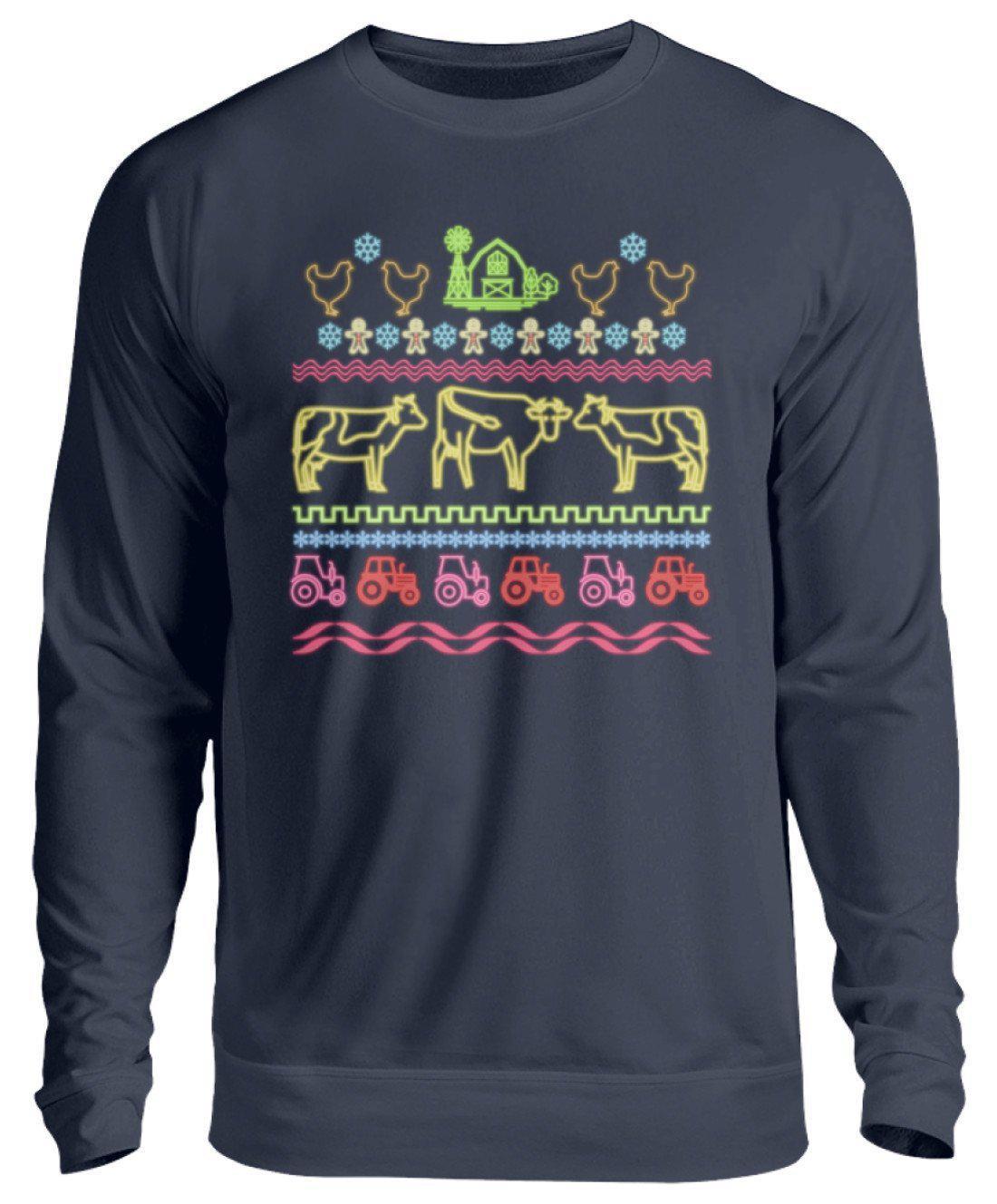 Bauernhof Neon Ugly Christmas · Unisex Sweatshirt Pullover-Unisex Sweatshirt-Oxford Navy-S-Agrarstarz