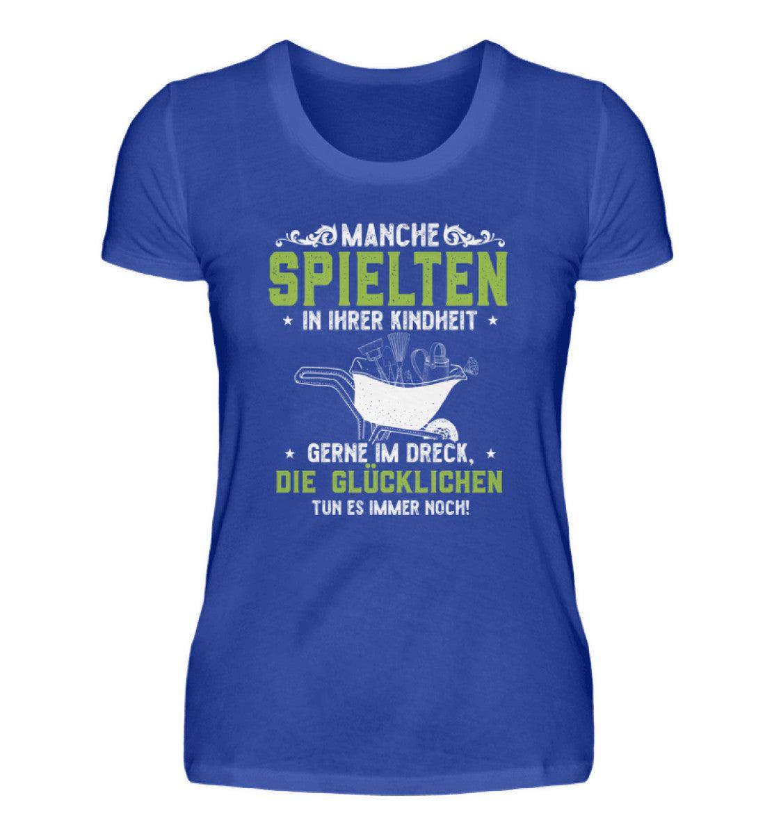 Garten im Dreck spielen · Damen T-Shirt-Damen Basic T-Shirt-Neon Blue-S-Agrarstarz