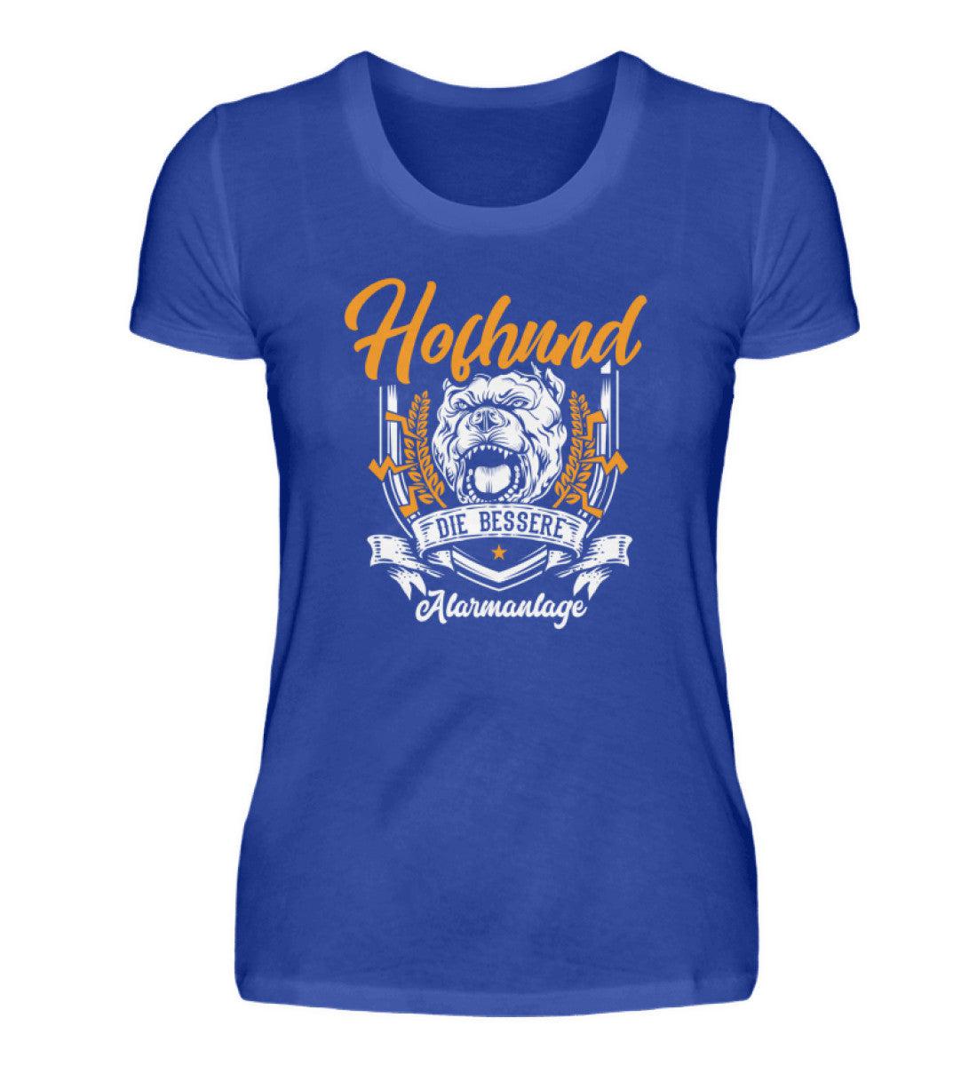 Hofhund bessere Alarmanlage · Damen T-Shirt-Damen Basic T-Shirt-Neon Blue-S-Agrarstarz