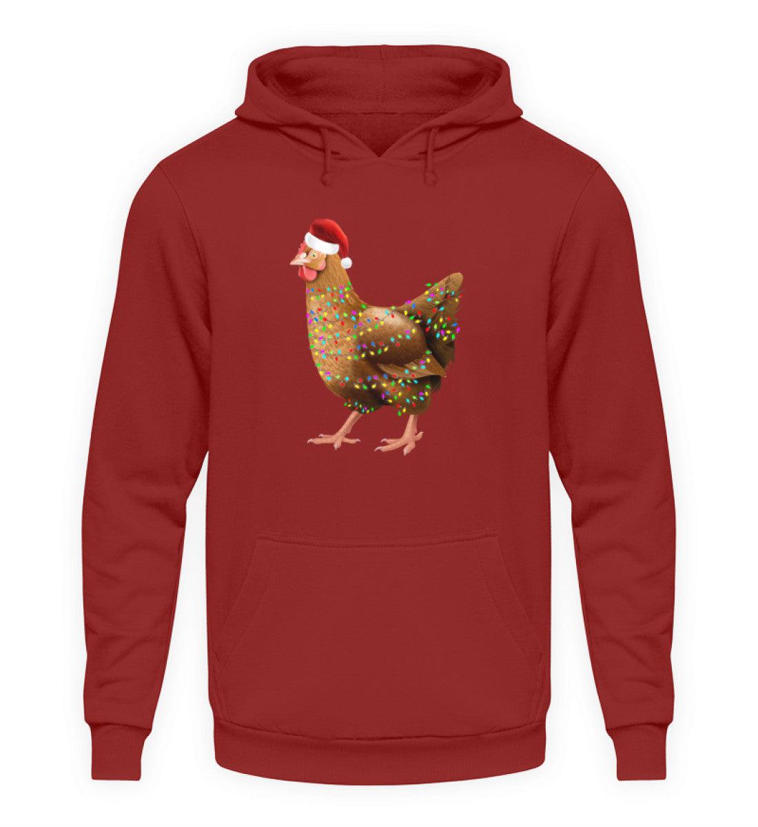 Hühner Weihnachten · Unisex Kapuzenpullover Hoodie-Unisex Hoodie-Brick Red-S-Agrarstarz