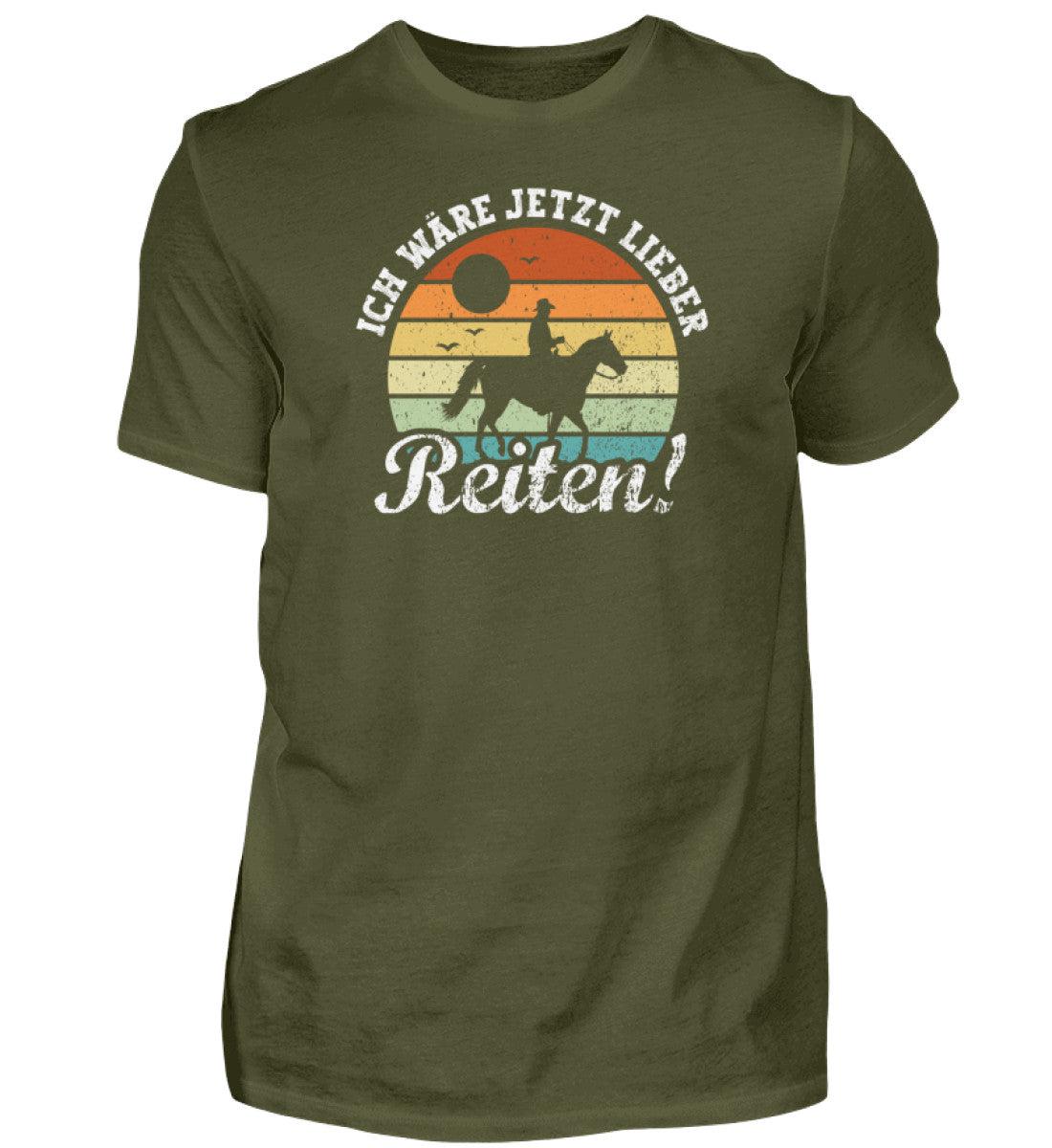 Ich wäre jetzt lieber Reiten Mann · Herren T-Shirt-Herren Basic T-Shirt-Urban Khaki-S-Agrarstarz