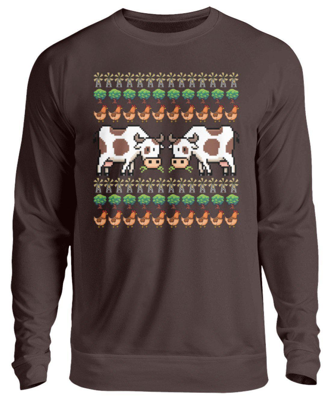 Kühe Pixel Ugly Christmas · Unisex Sweatshirt Pullover-Unisex Sweatshirt-Hot Chocolate-S-Agrarstarz