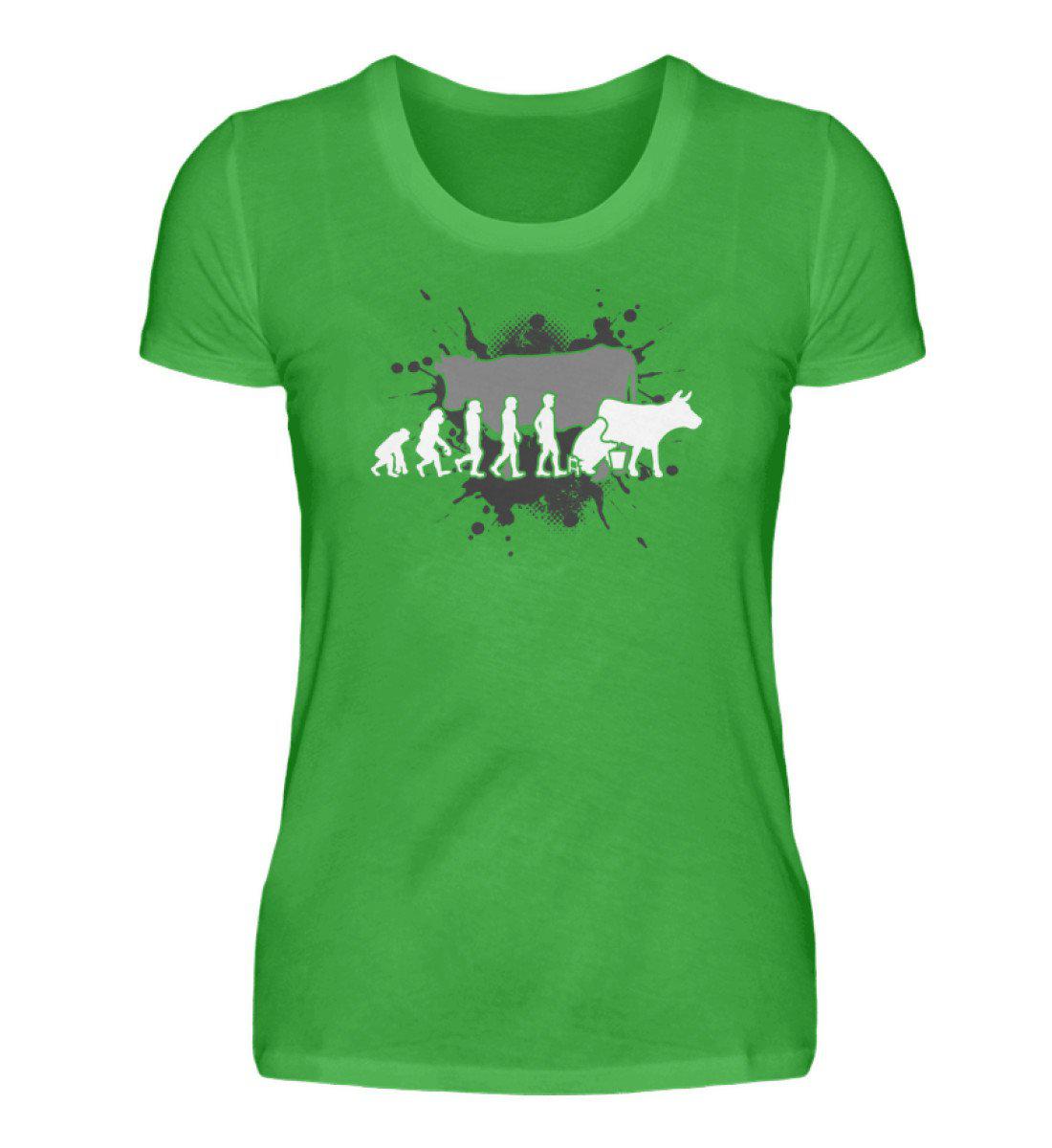 Kühe melken Evolution · Damen T-Shirt-Damen Basic T-Shirt-Green Apple-S-Agrarstarz