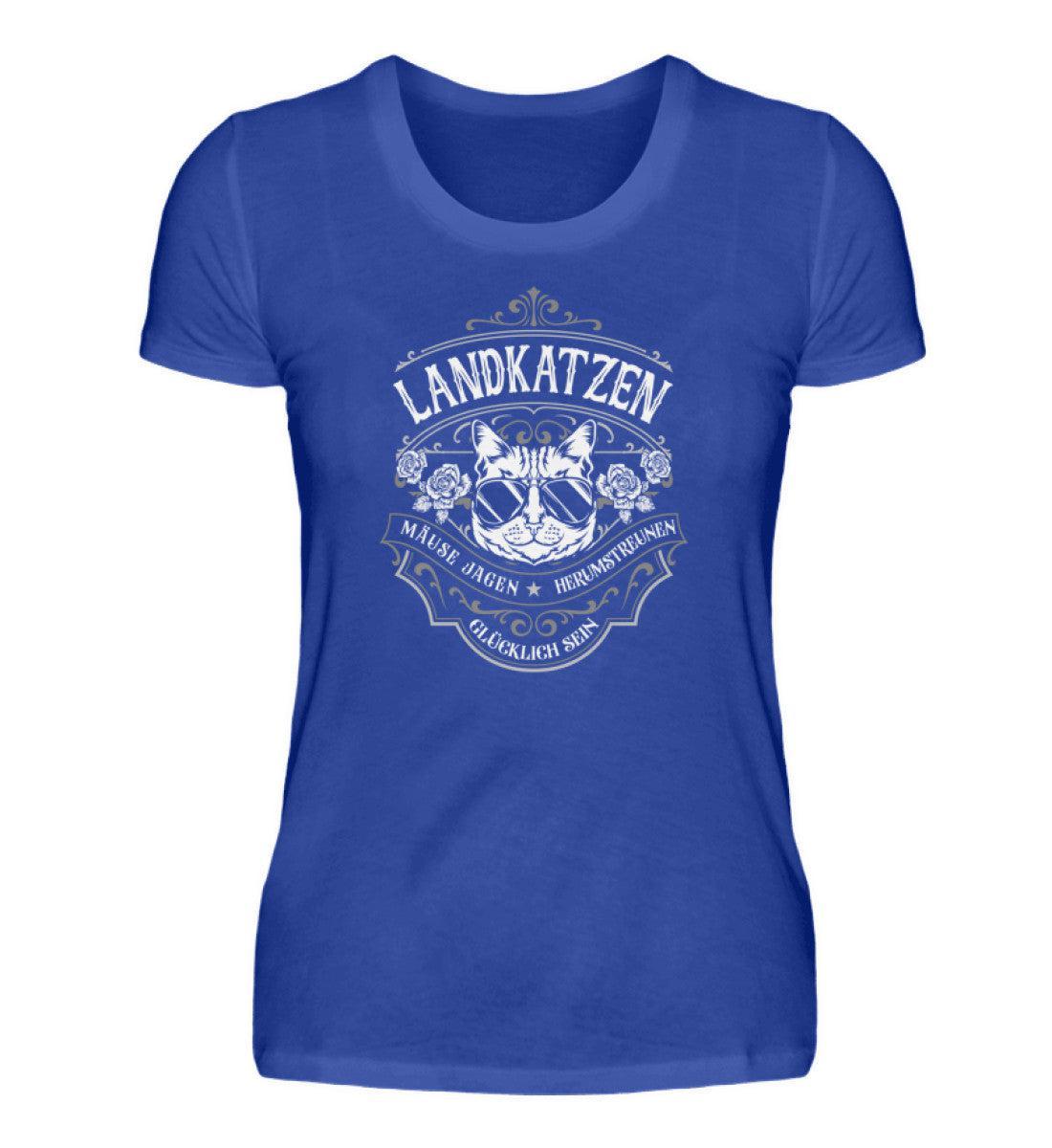 Landkatzen sind glücklich · Damen T-Shirt-Damen Basic T-Shirt-Neon Blue-S-Agrarstarz