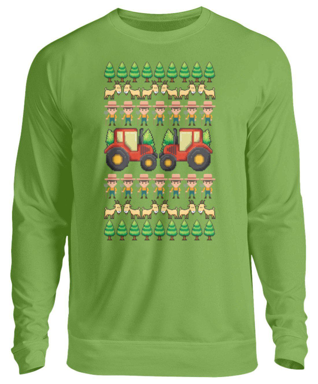 Landwirt Pixel Ugly Christmas · Unisex Sweatshirt Pullover-Unisex Sweatshirt-LimeGreen-S-Agrarstarz