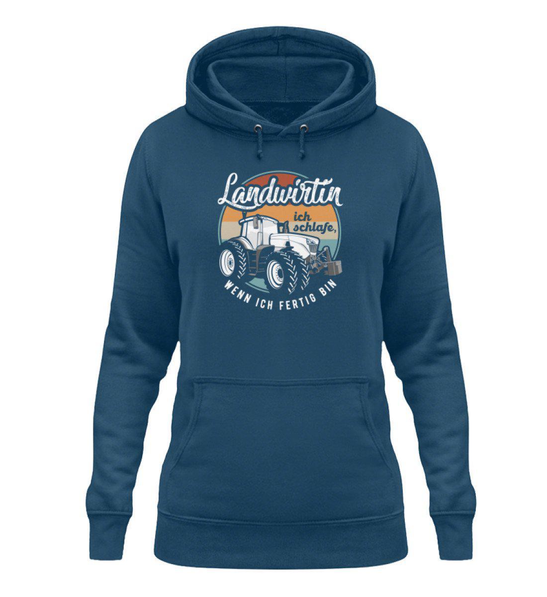 Landwirtin schlafe wenn ich fertig bin - Damen Hoodie-Damen Hoodie-Airforce Blue-XS-Agrarstarz