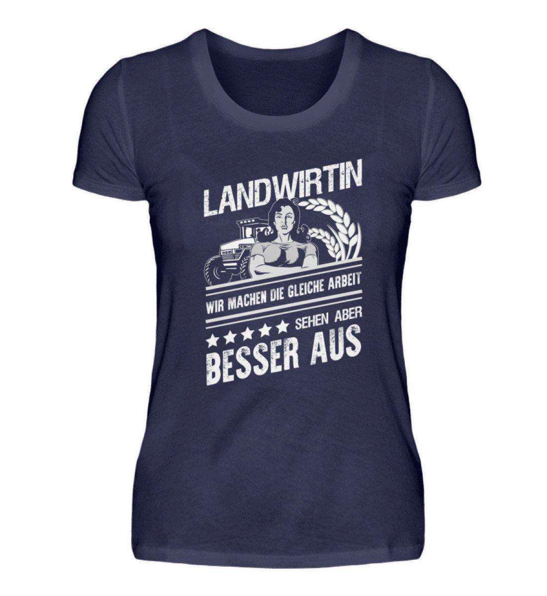 Landwirtin sehen besser aus · Damen T-Shirt-Damen Basic T-Shirt-Navy-S-Agrarstarz