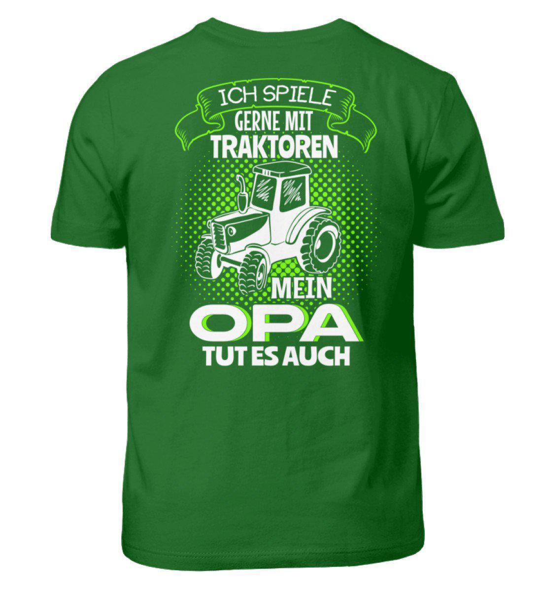 Mein Opa spielt mit Traktoren (Rückenprint) · Kinder T-Shirt-Kinder T-Shirt-Kelly Green-3/4 (98/104)-Agrarstarz