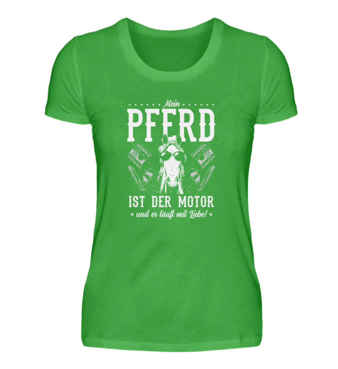 Mein Pferd ist der Motor · Damen T-Shirt-Damen Basic T-Shirt-Green Apple-S-Agrarstarz