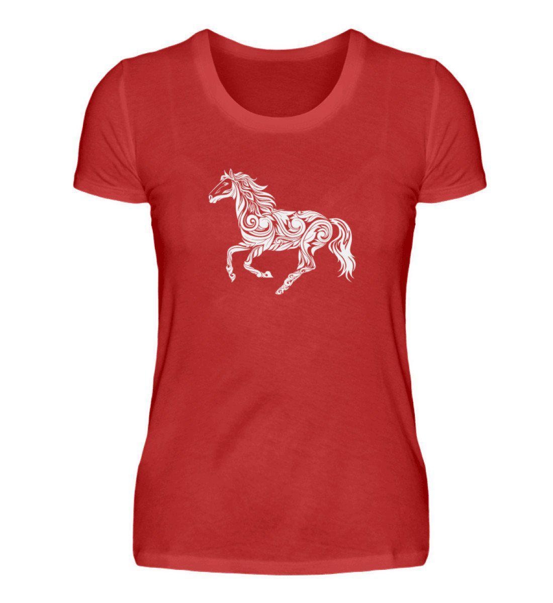 Pferd Abstrakt · Damen T-Shirt-Damen Basic T-Shirt-Red-S-Agrarstarz