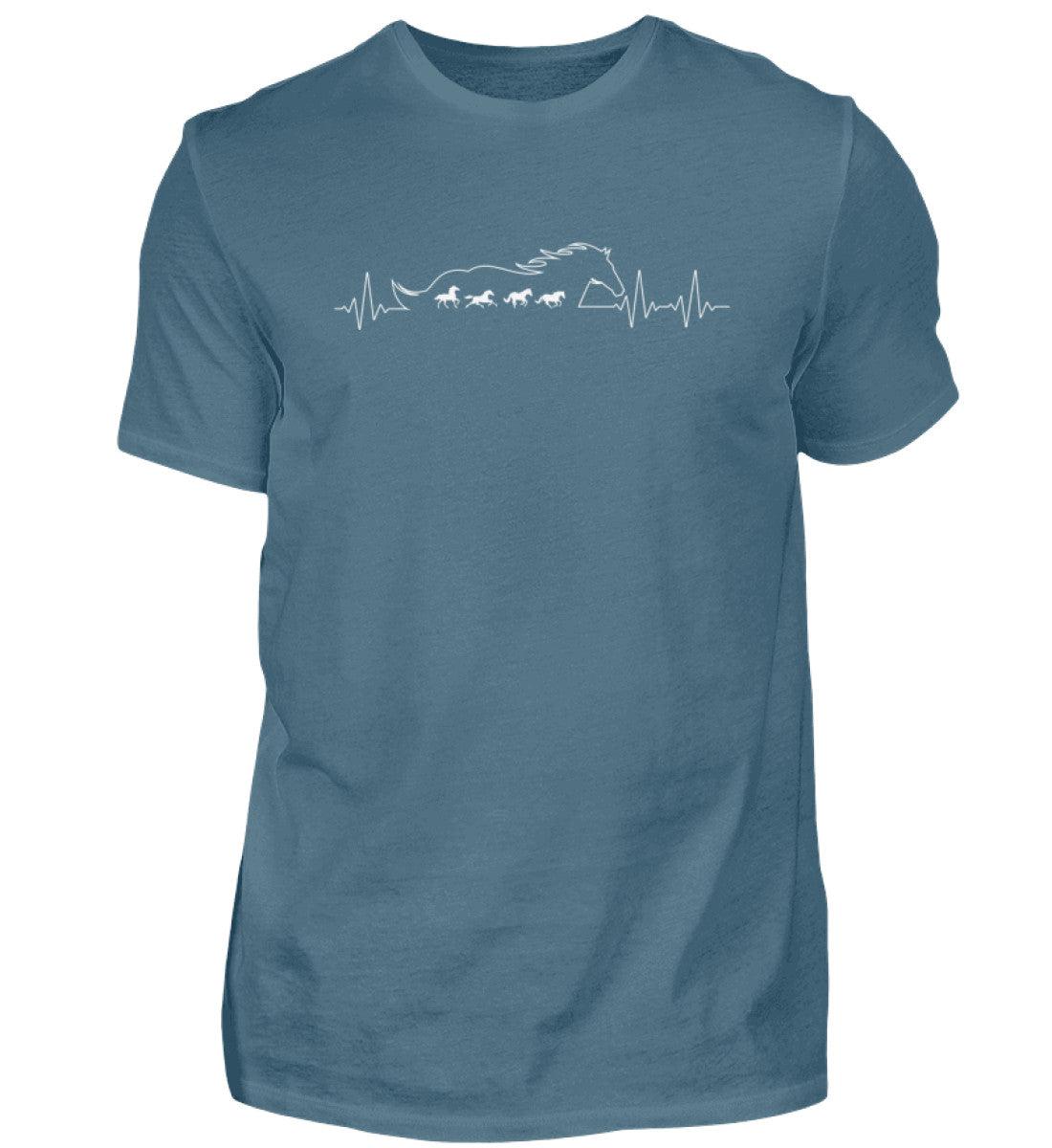 Pferde Heartbeat · Herren T-Shirt-Herren Basic T-Shirt-Stone Blue-S-Agrarstarz