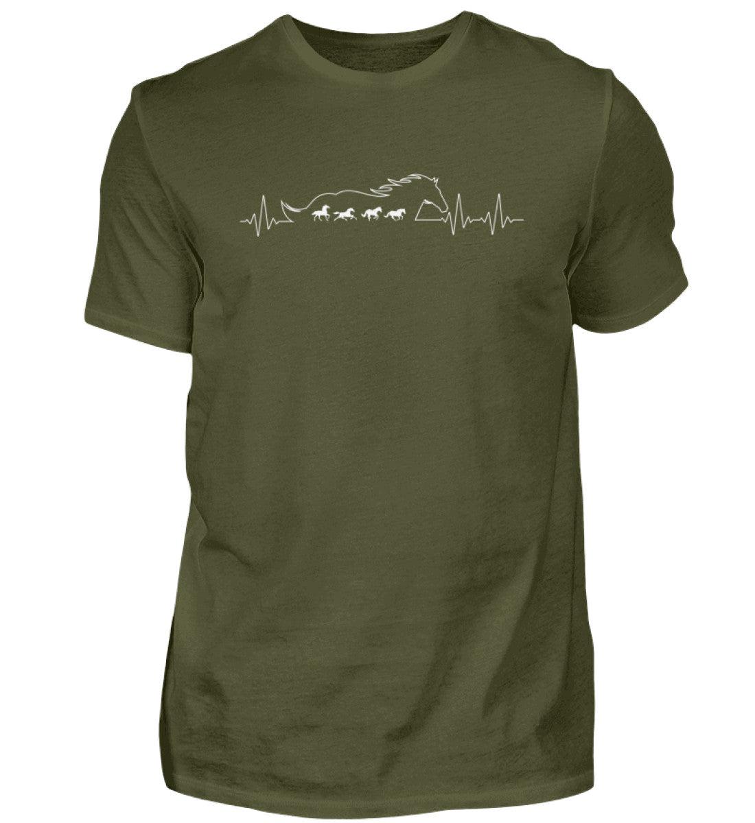 Pferde Heartbeat · Herren T-Shirt-Herren Basic T-Shirt-Urban Khaki-S-Agrarstarz