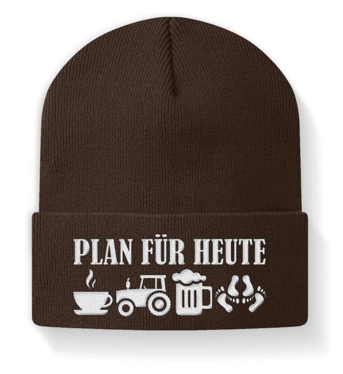 Plan für heute Traktor · Beanie Mütze-Beanie mit Stick-Chocolate-M-Agrarstarz