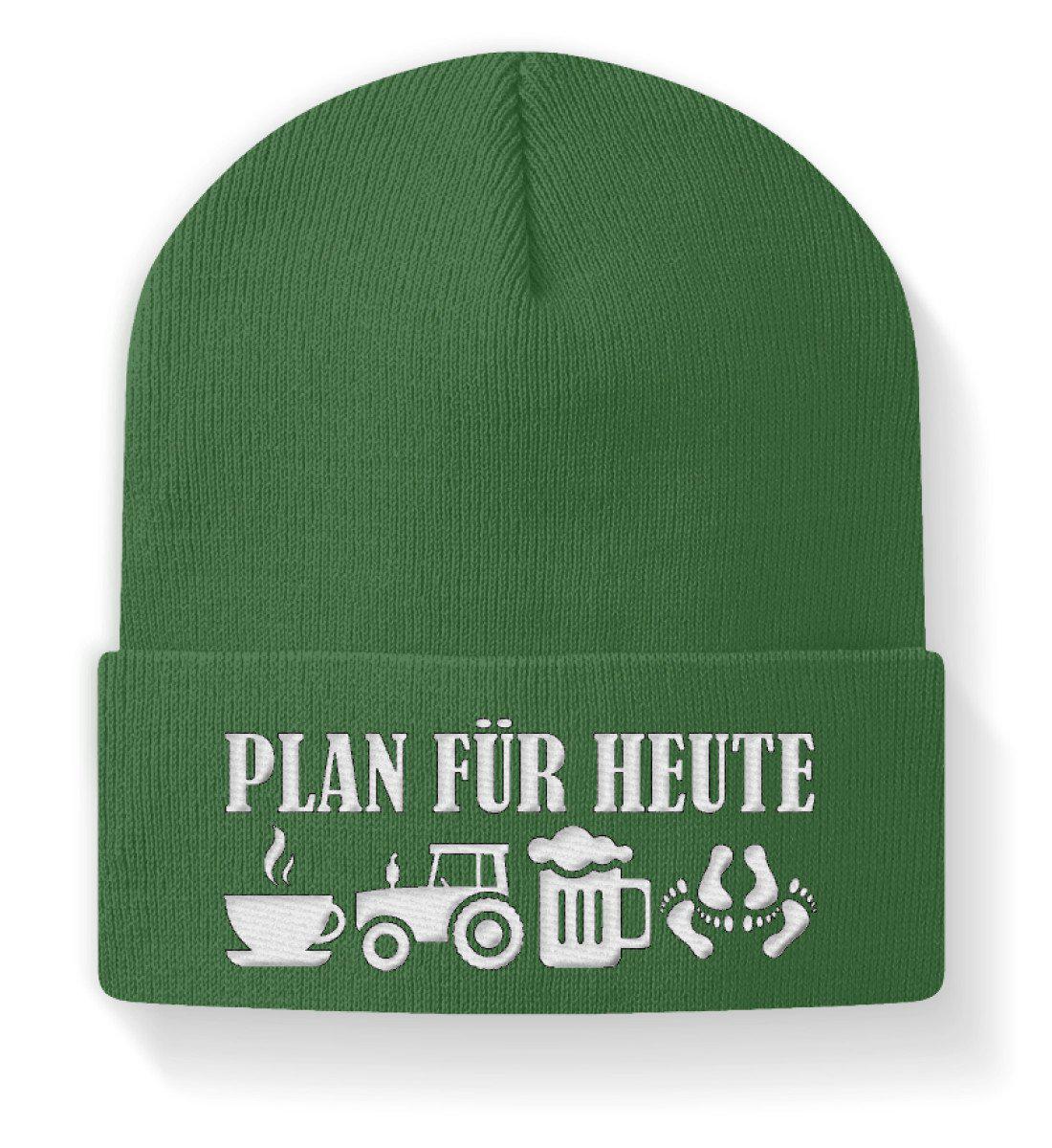 Plan für heute Traktor · Beanie Mütze-Beanie mit Stick-Moss Green-M-Agrarstarz