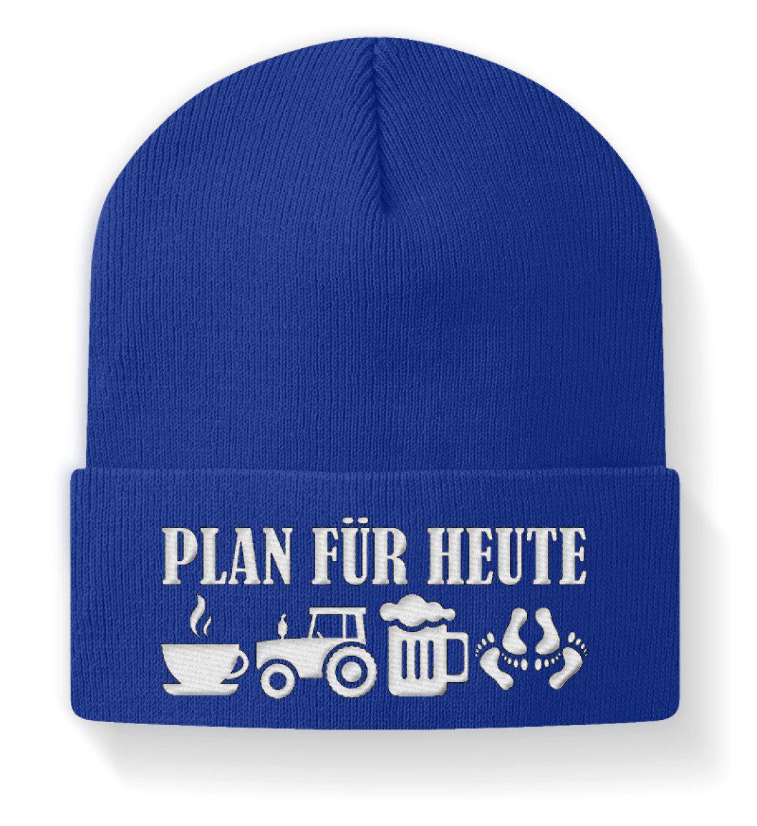 Plan für heute Traktor · Beanie Mütze-Beanie mit Stick-Royal-M-Agrarstarz