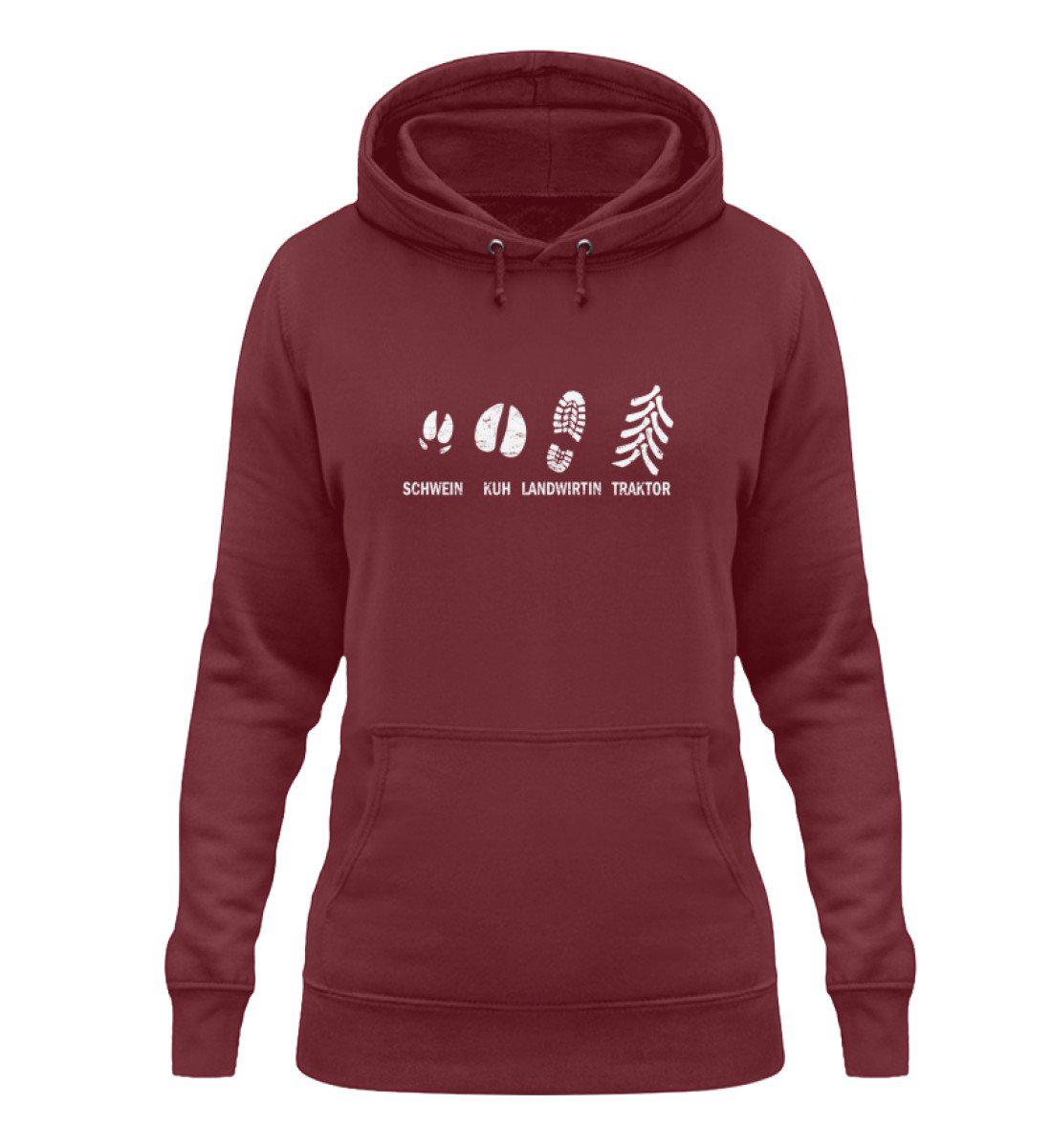 Schwein Kuh Landwirtin Traktor - Damen Hoodie-Damen Hoodie-Burgundy-XS-Agrarstarz