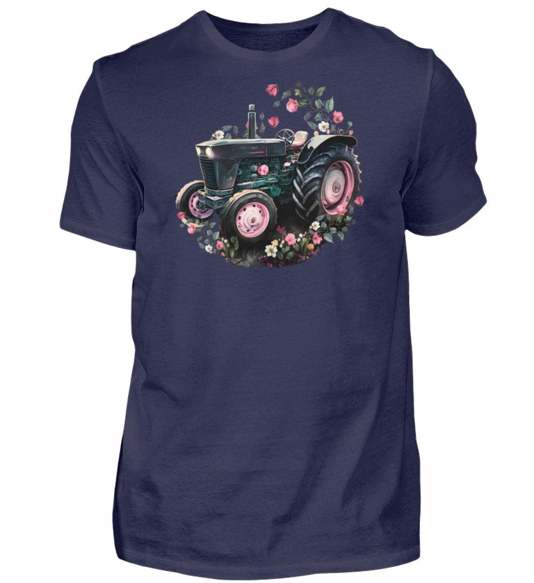 Traktor Blumen · Herren T-Shirt-Herren Basic T-Shirt-Navy-S-Agrarstarz