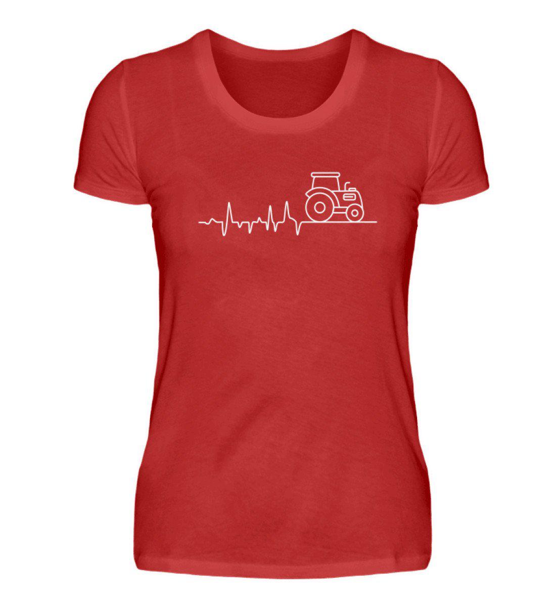 Traktor Simple Heartbeat · Damen T-Shirt-Damen Basic T-Shirt-Red-S-Agrarstarz