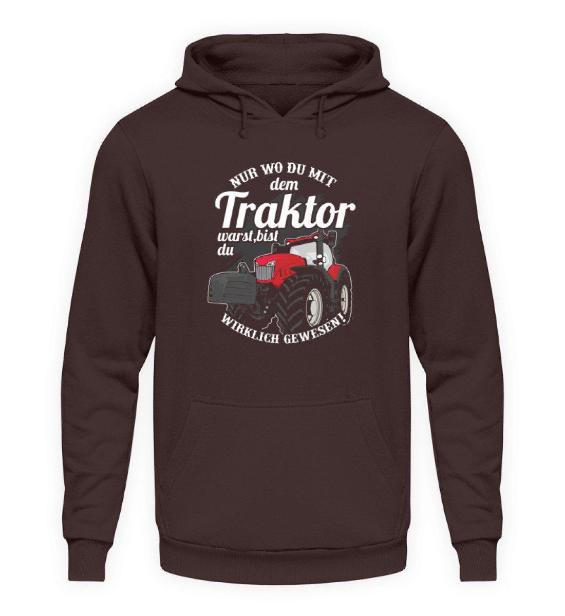 Wo du mit dem Traktor warst · Unisex Kapuzenpullover Hoodie-Unisex Hoodie-Hot Chocolate-S-Agrarstarz