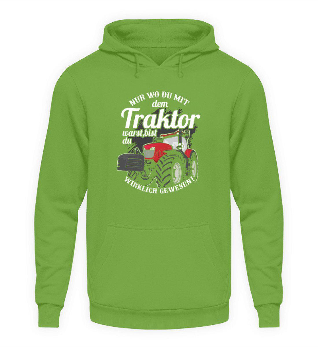 Wo du mit dem Traktor warst · Unisex Kapuzenpullover Hoodie-Unisex Hoodie-LimeGreen-S-Agrarstarz