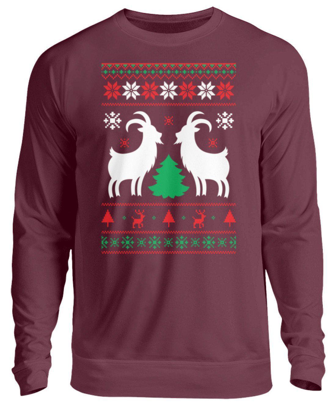 Ziegen 2 Ugly Christmas · Unisex Sweatshirt Pullover-Unisex Sweatshirt-Burgundy-S-Agrarstarz