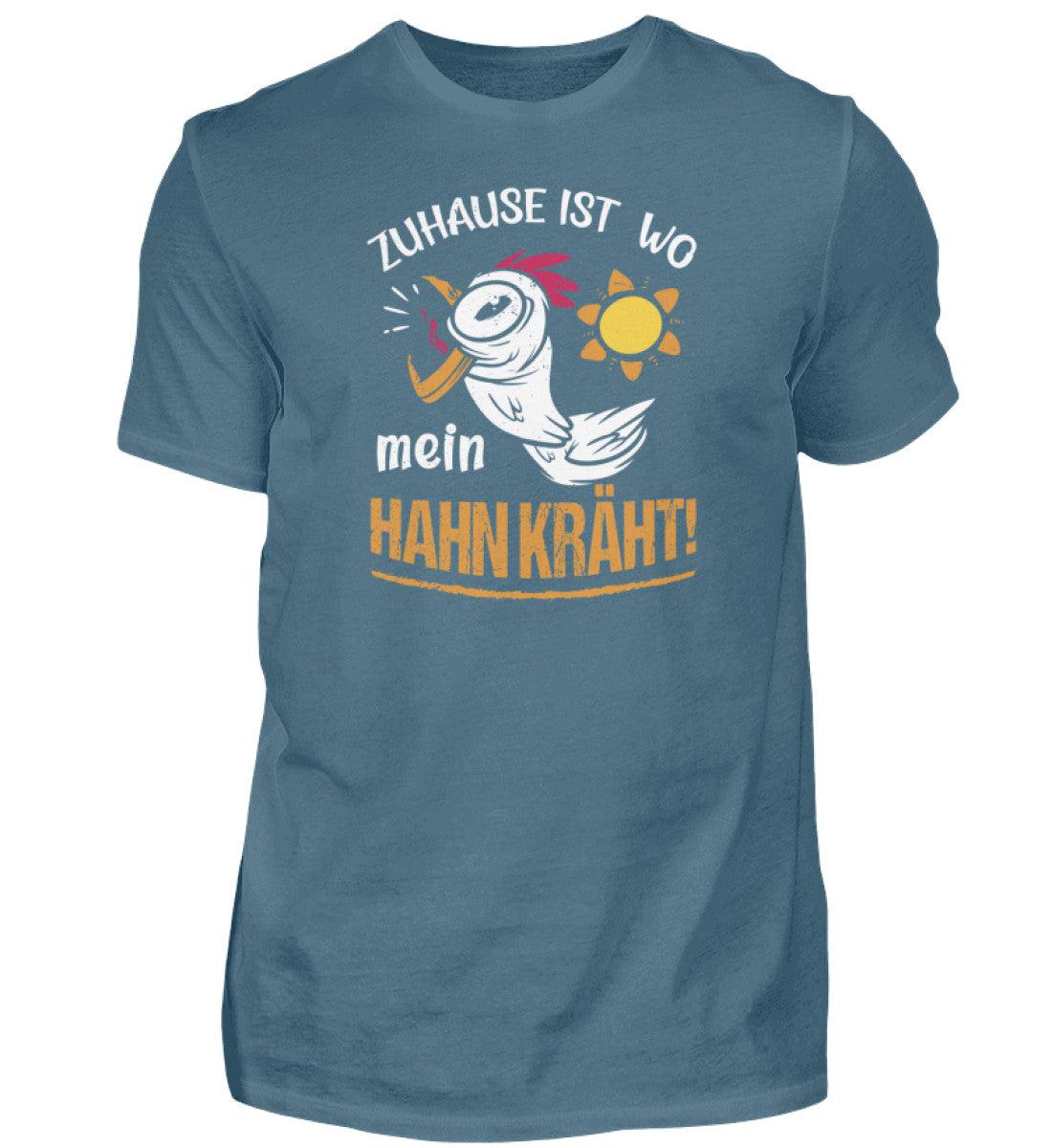 Zuhause ist wo mein Hahn kräht · Damen T-Shirt-Herren Basic T-Shirt-Stone Blue-S-Agrarstarz